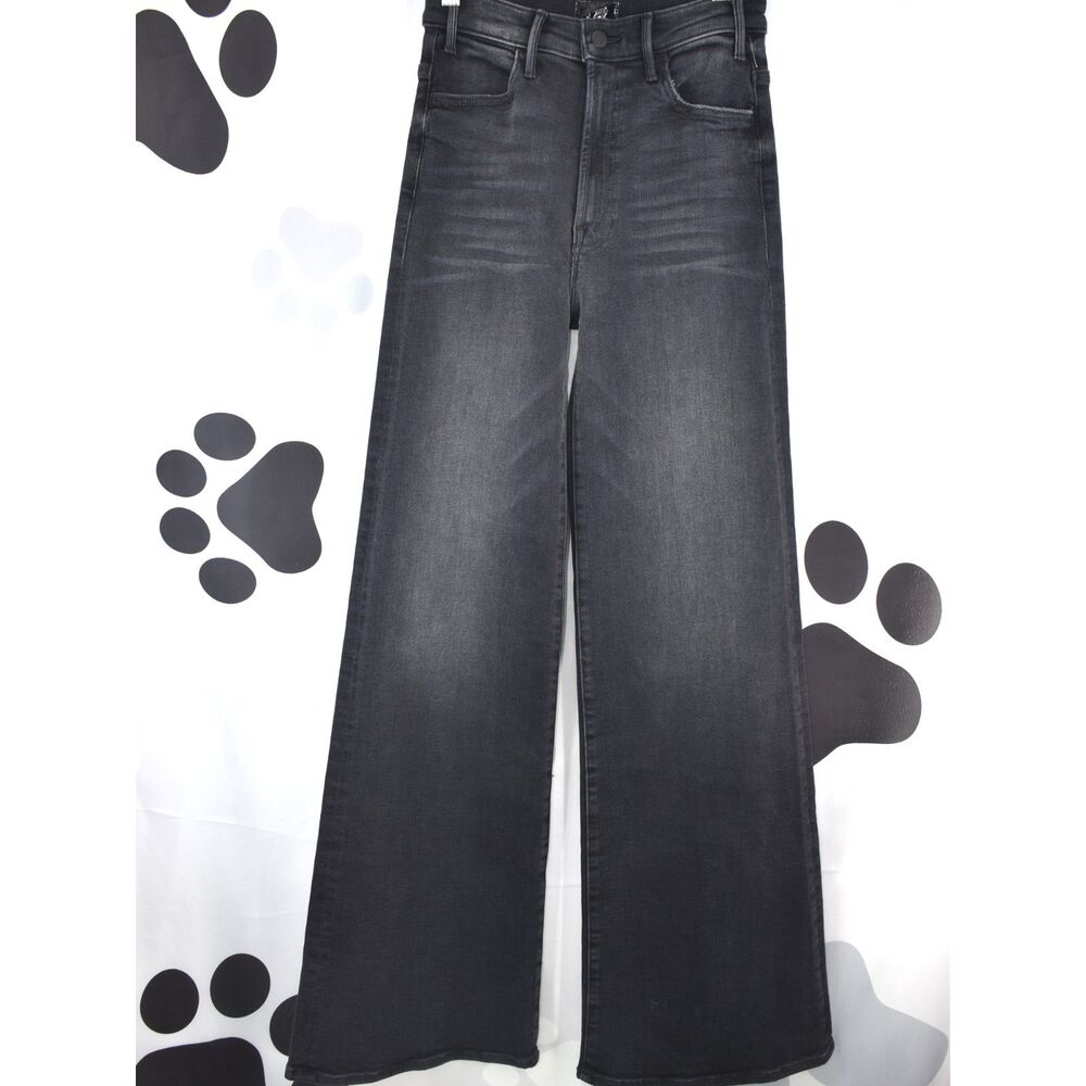 Mother NWT The Hustler Roller Sneak Jeans Wide Leg Not Today Satan Black Size 26 - Picture 3 of 15